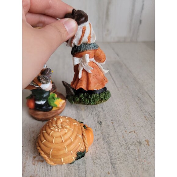 Rustic Pilgrim bounty thanksgiving figure fall set decor cornucopia - Picture 6 of 7